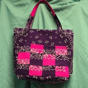 Handcrafted Pink and Purple Bandana Tote Bag